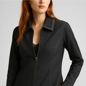NWT VTG 90s Y2K St. John Sport Charcoal Zip Jacket Medium Luxury Rare‎ Designer